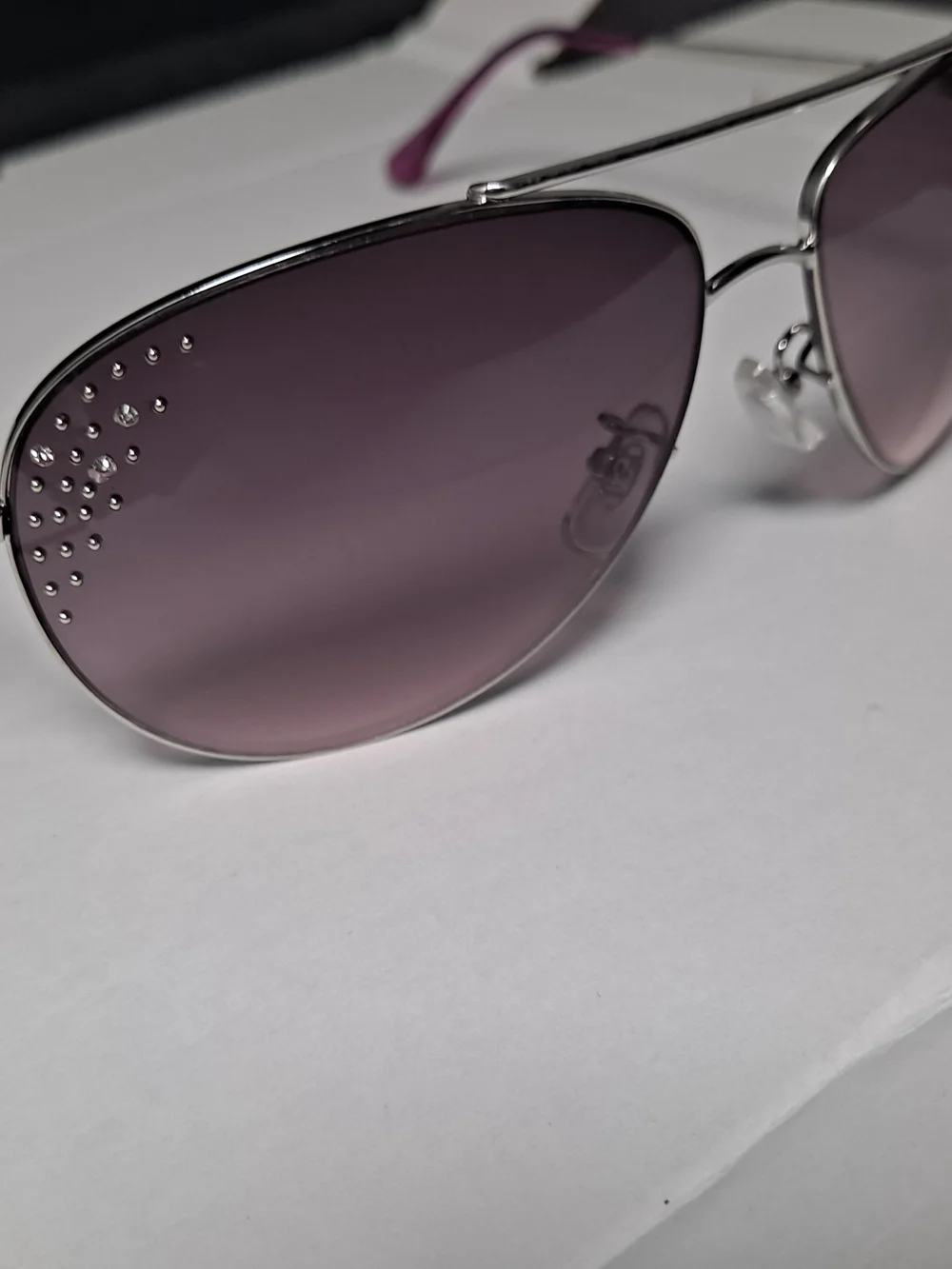 Women’s Aviator Sunglasses - Silver Frame with Purple Lenses